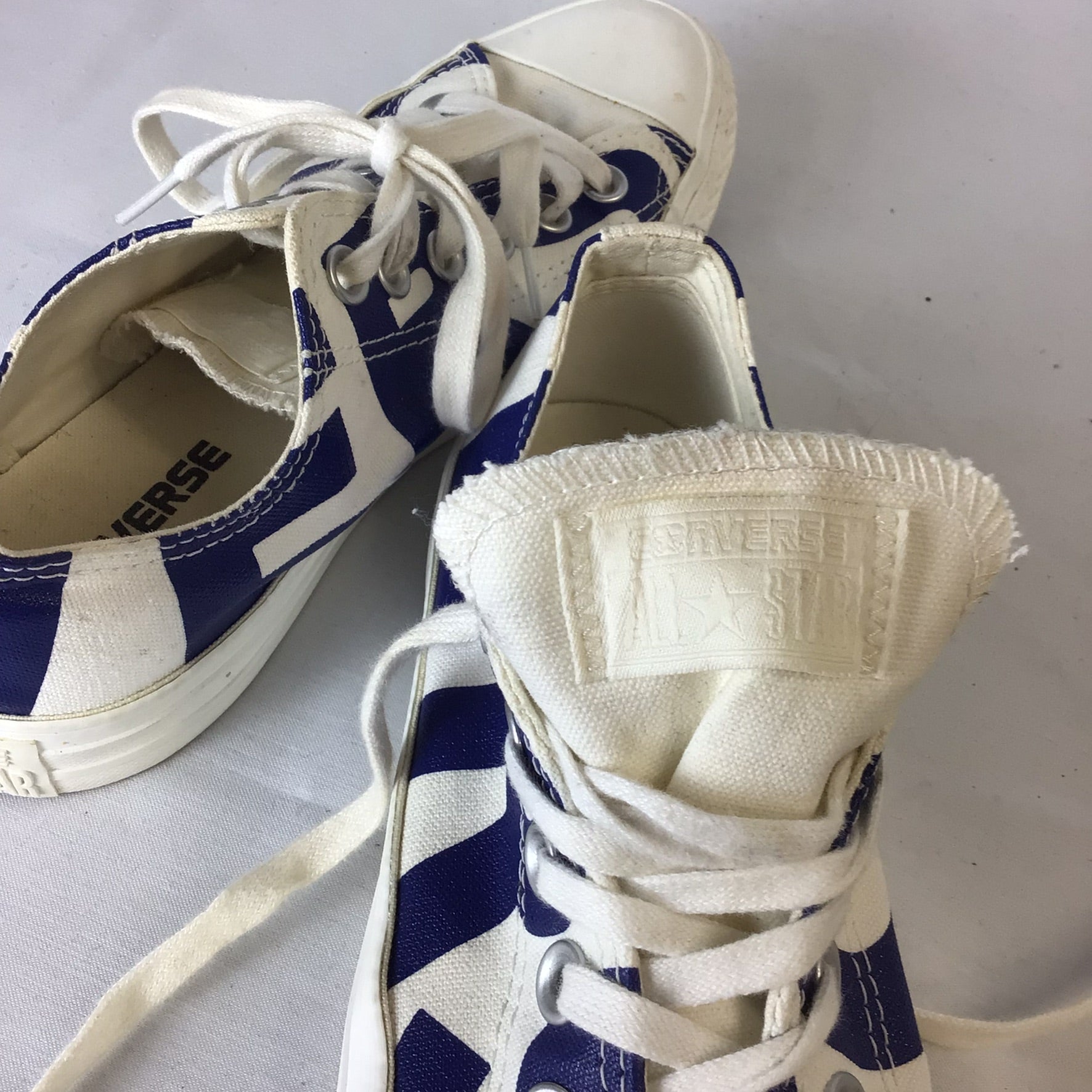 Converse Blue White Screen Print Low Top Trainers Size 5 UK Shop for Shelter