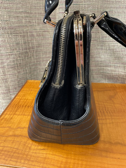 Dune Black Croc Effect Faux Leather Top Handle Day Bag Handbag