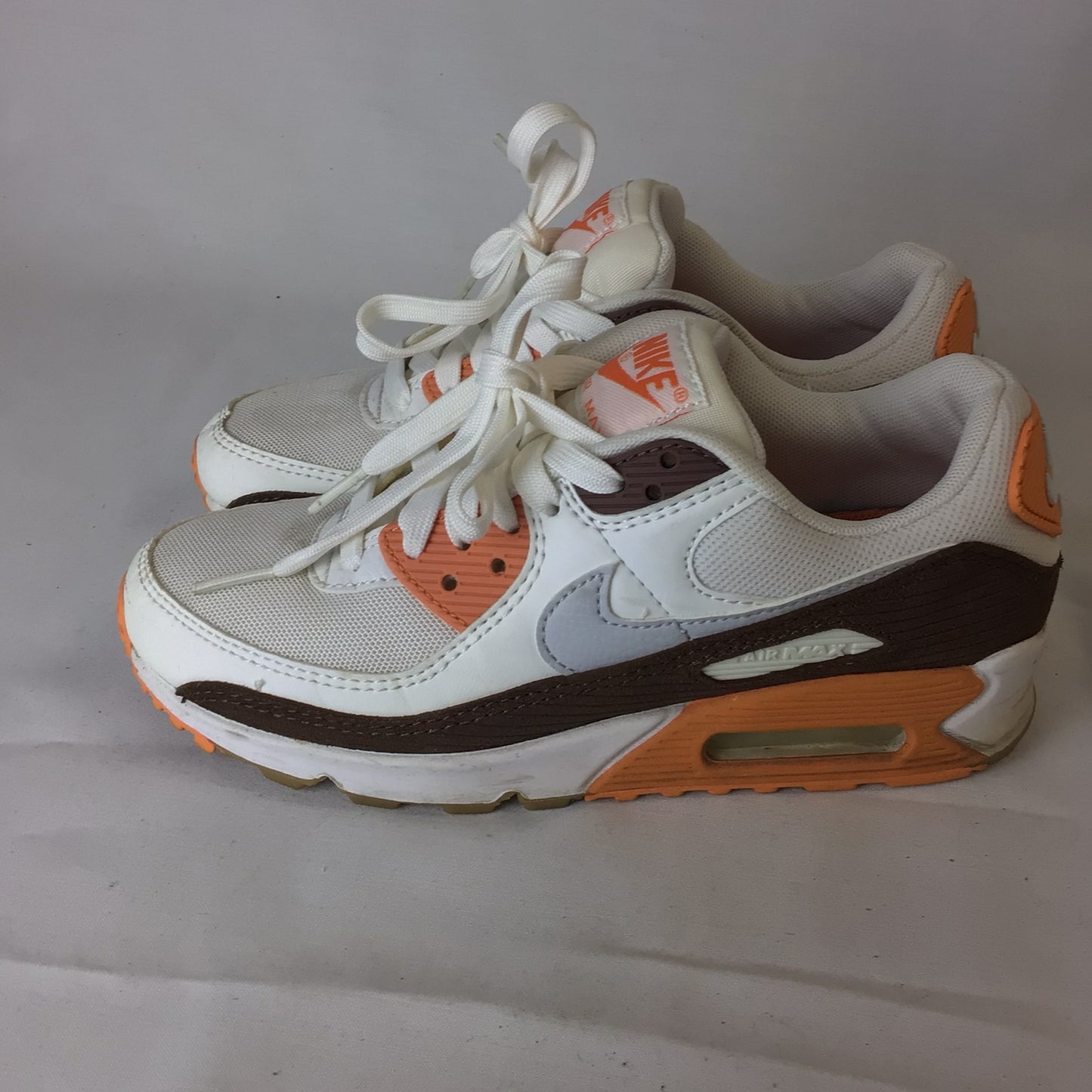 Nike Air Max 90 Orange, White & Brown Trainers DZ5379-100 Size 3 UK