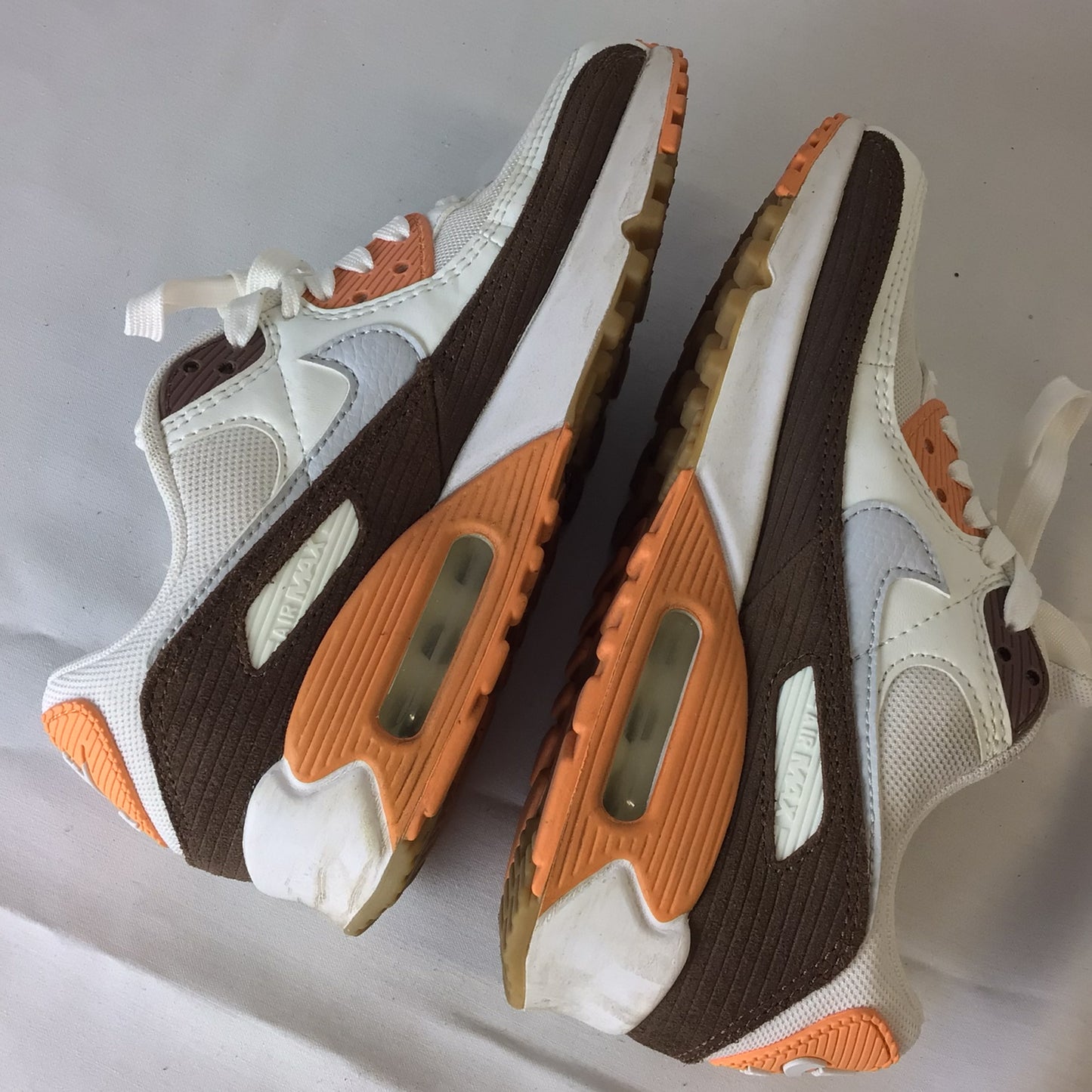 Nike Air Max 90 Orange, White & Brown Trainers DZ5379-100 Size 3 UK