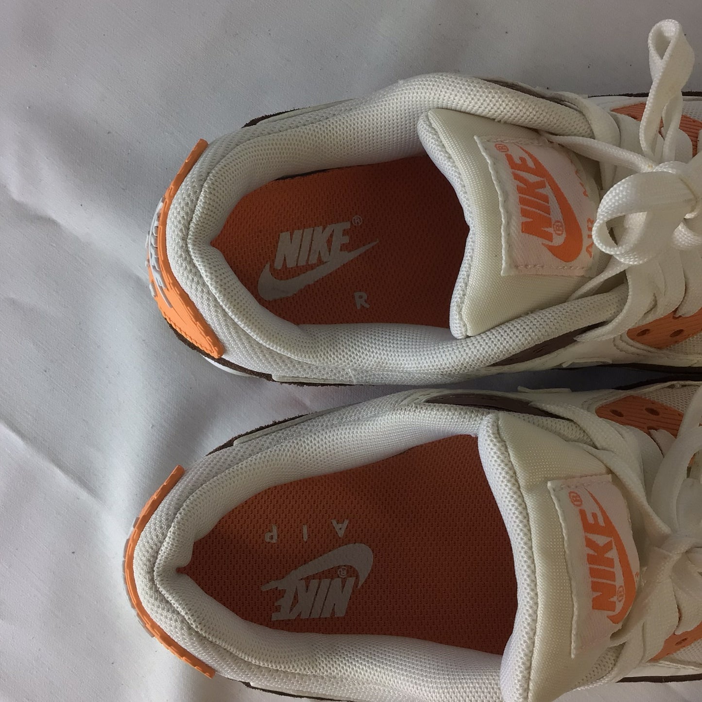 Nike Air Max 90 Orange, White & Brown Trainers DZ5379-100 Size 3 UK