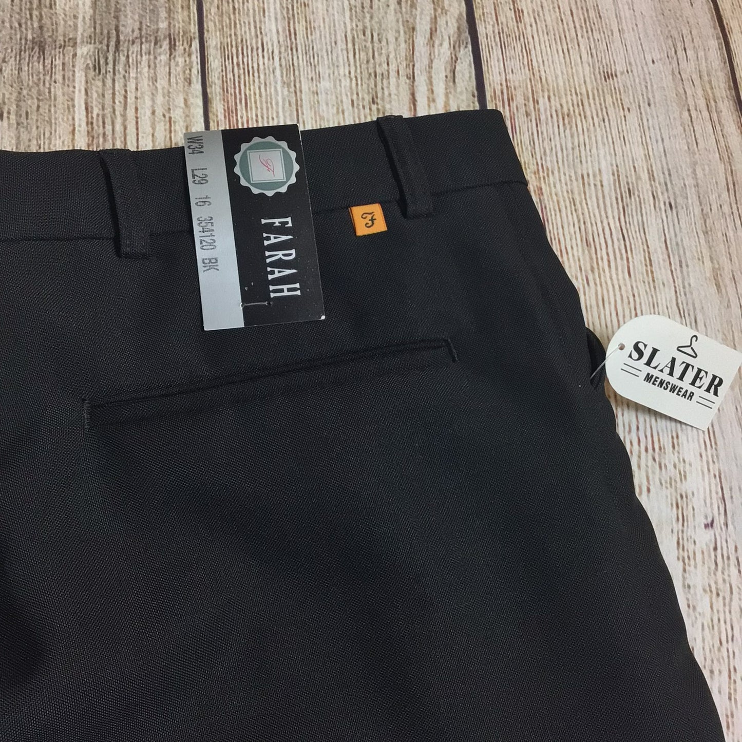 BNWT Farah Black Teflon Smart Straight Leg Trousers Size W34 L29