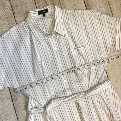 Theory Avinka White Striped Shirt Dress w/Belt & Pockets Size 6 US (10 UK)