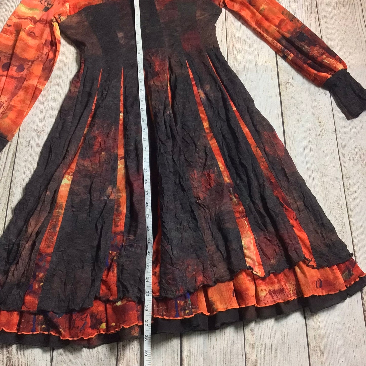 Adventures des Toiles Orange & Black Long Sleeve Dress Size 14 (EU 42)