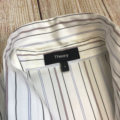Theory Avinka White Striped Shirt Dress w/Belt & Pockets Size 6 US (10 UK)