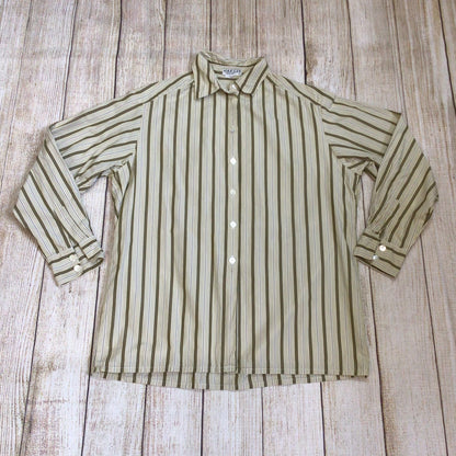 Vintage Jaeger Beige Brown Striped Shirt Size Ch46" (approx.)
