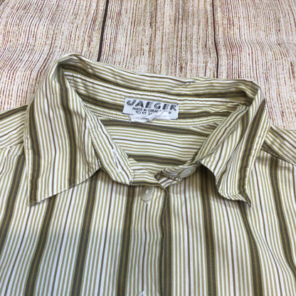 Vintage Jaeger Beige Brown Striped Shirt Size Ch46" (approx.)