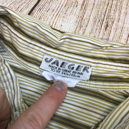 Vintage Jaeger Beige Brown Striped Shirt Size Ch46" (approx.)