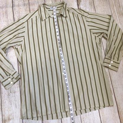 Vintage Jaeger Beige Brown Striped Shirt Size Ch46" (approx.)