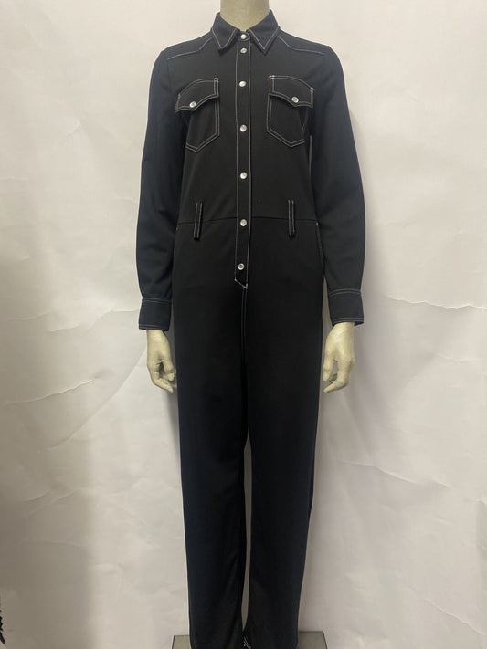 & Other Stories Black Western Style Long Sleeve Jumpsuit 6