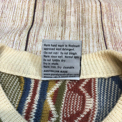 Vintage Purely Australian Multicoloured Pure Wool Cardigan Size L