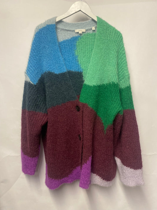 Vince Green and Purple Chunky Knit Cardigan XL