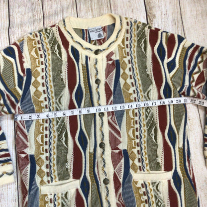 Vintage Purely Australian Multicoloured Pure Wool Cardigan Size L