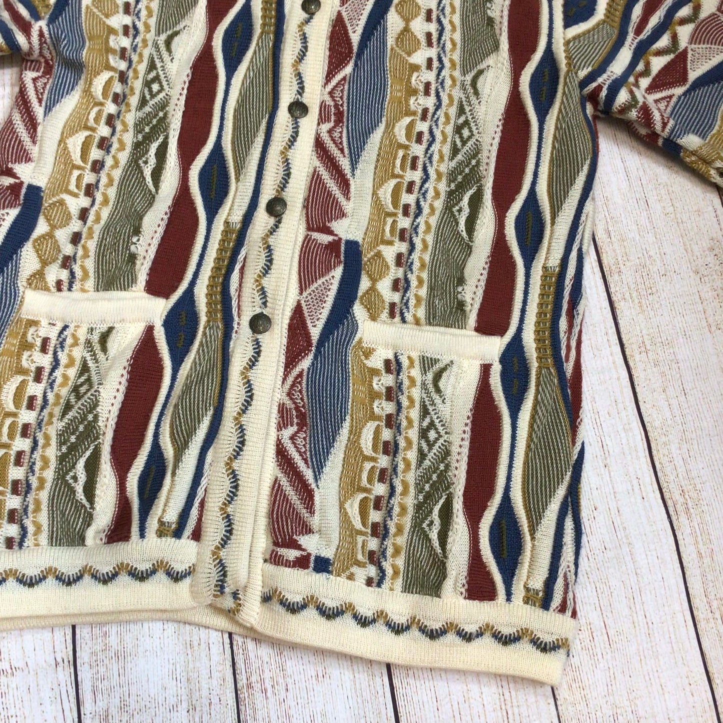 Vintage Purely Australian Multicoloured Pure Wool Cardigan Size L