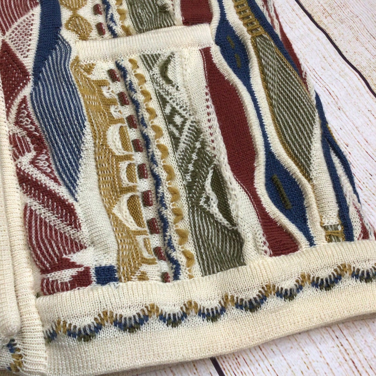 Vintage Purely Australian Multicoloured Pure Wool Cardigan Size L