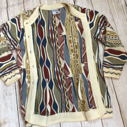 Vintage Purely Australian Multicoloured Pure Wool Cardigan Size L