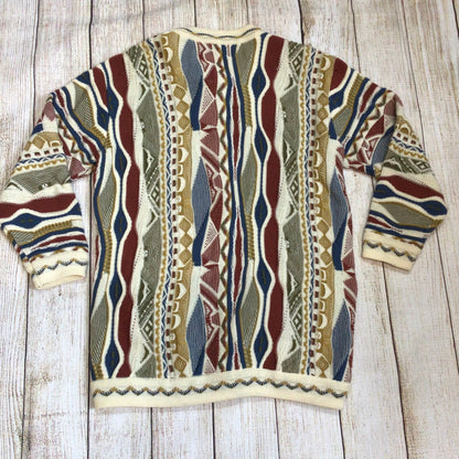 Vintage Purely Australian Multicoloured Pure Wool Cardigan Size L