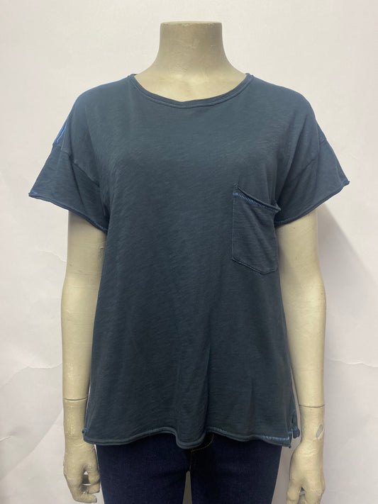 Rag and Bone Navy Stitched Patch Pocket T-shirt S/M