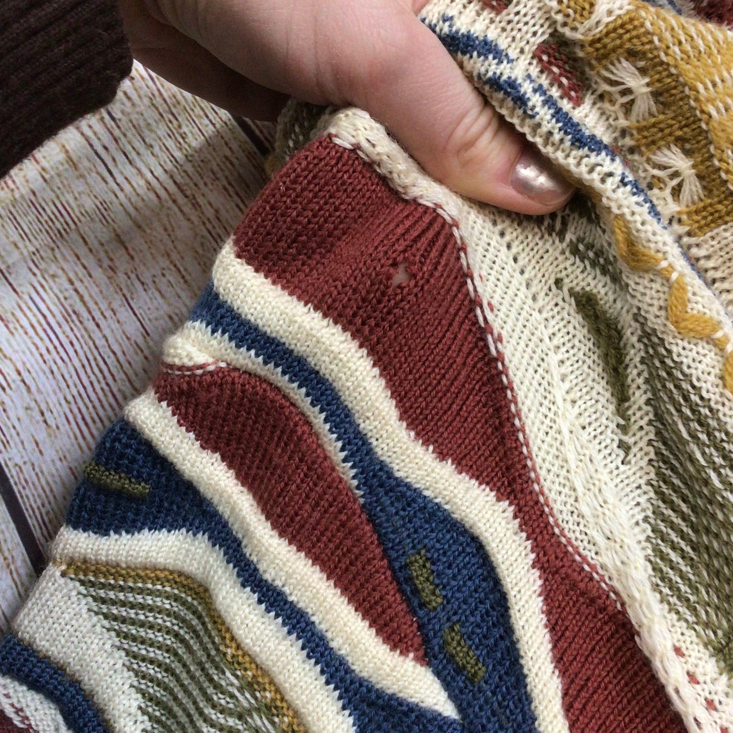 Vintage Purely Australian Multicoloured Pure Wool Cardigan Size L