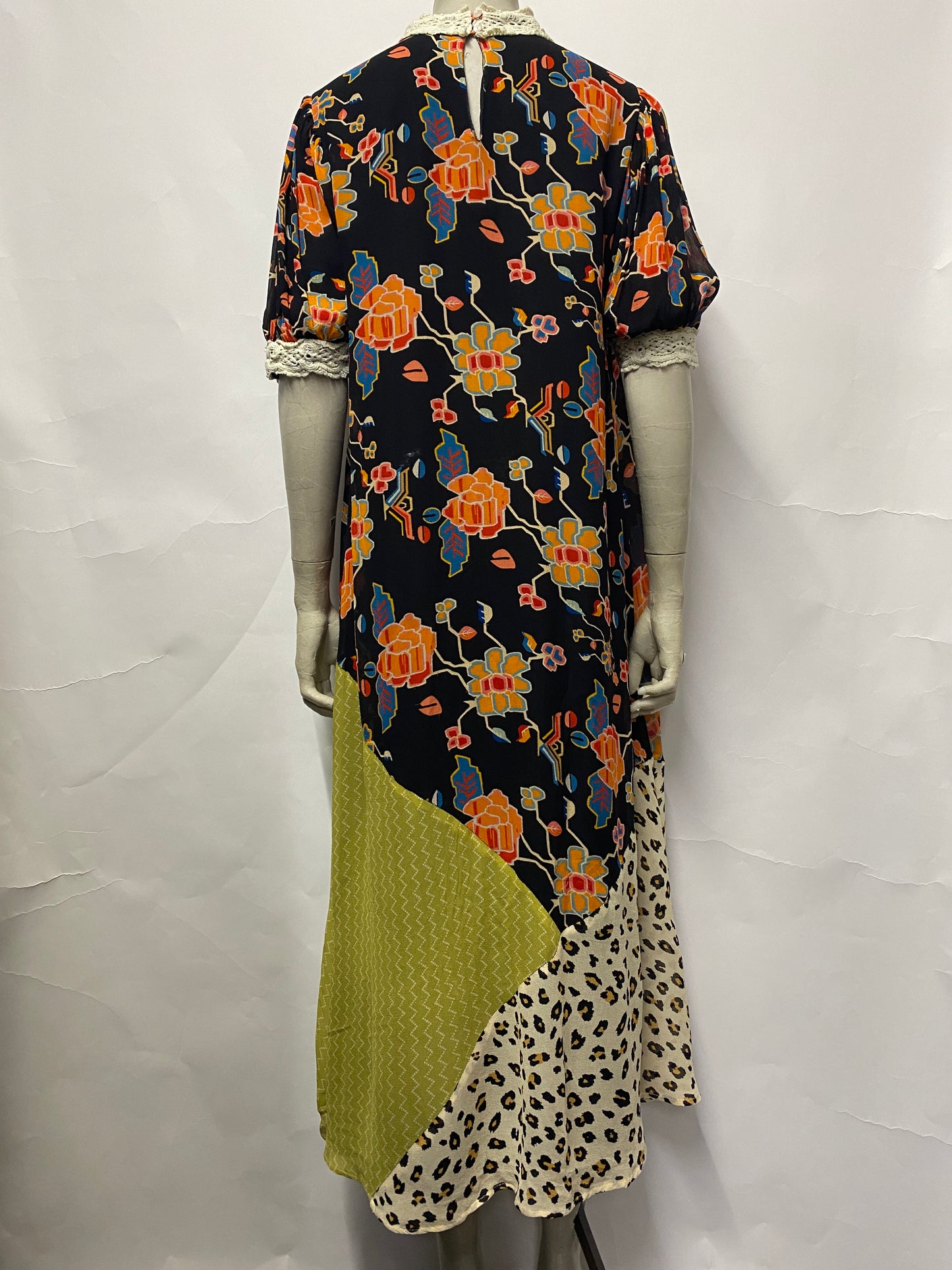 Verb By Pallavi Singhee at Anthropologie Black Patchwork Floral Maxi Dress Medium