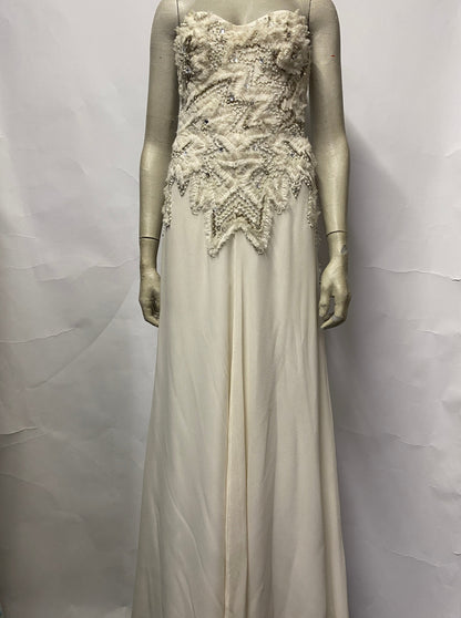 Lisa Ho White Strapless Diamante Maxi Wedding Dress 8