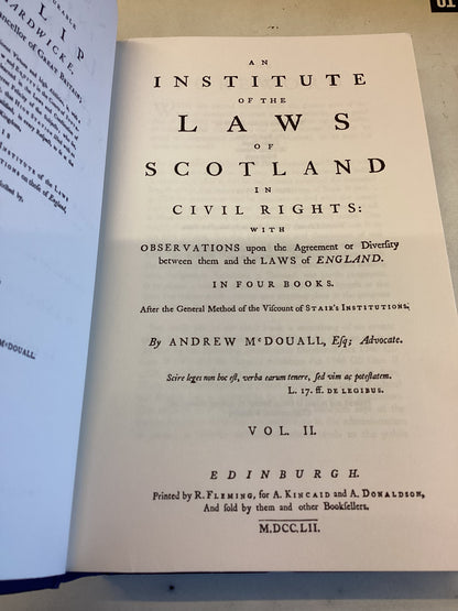 An Institute of The Laws of Scotland Volume Two 42 The Stair Society Modern Reproduction Facsimile Copy