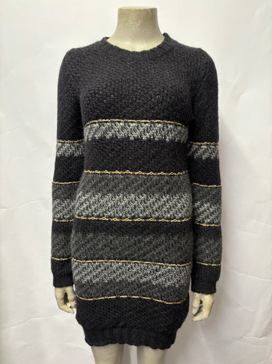 Hugo Boss Grey and Gold Stripe Knitted Dress XS Fall 2014