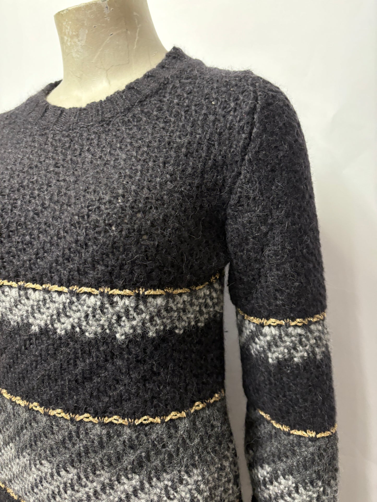 Hugo Boss Grey and Gold Stripe Knitted Dress XS Fall 2014