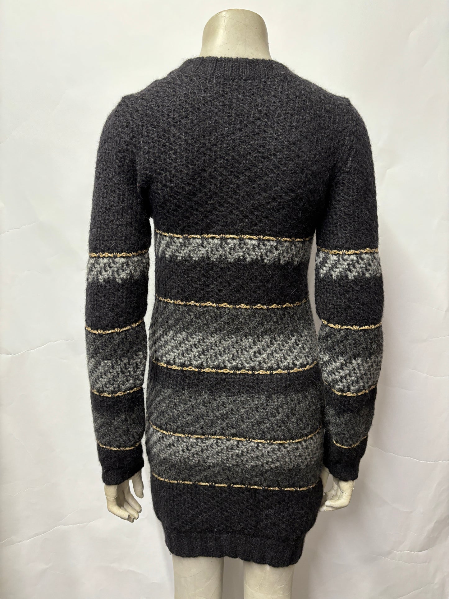 Hugo Boss Grey and Gold Stripe Knitted Dress XS Fall 2014