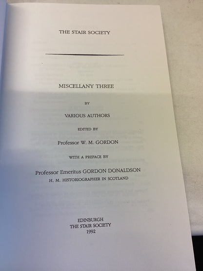 The Stair Society Miscellany Three 39 By Various Authors Edited By Professor W M Gordon