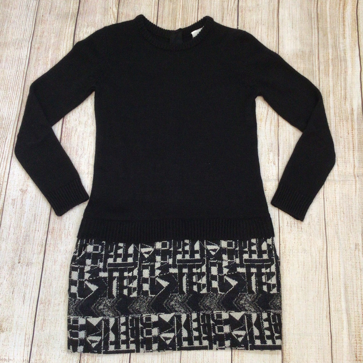 Sita Murt Black & White Wool Blend Long Sleeve Dress w/Pockets Size 40