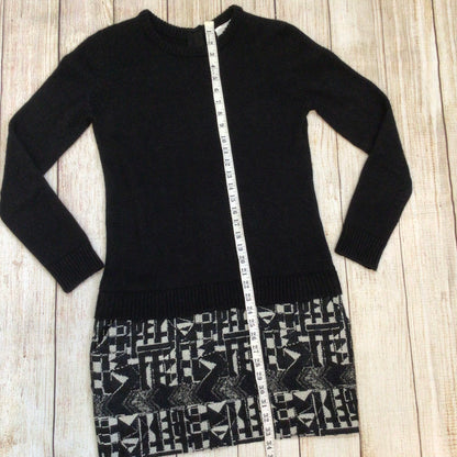 Sita Murt Black & White Wool Blend Long Sleeve Dress w/Pockets Size 40