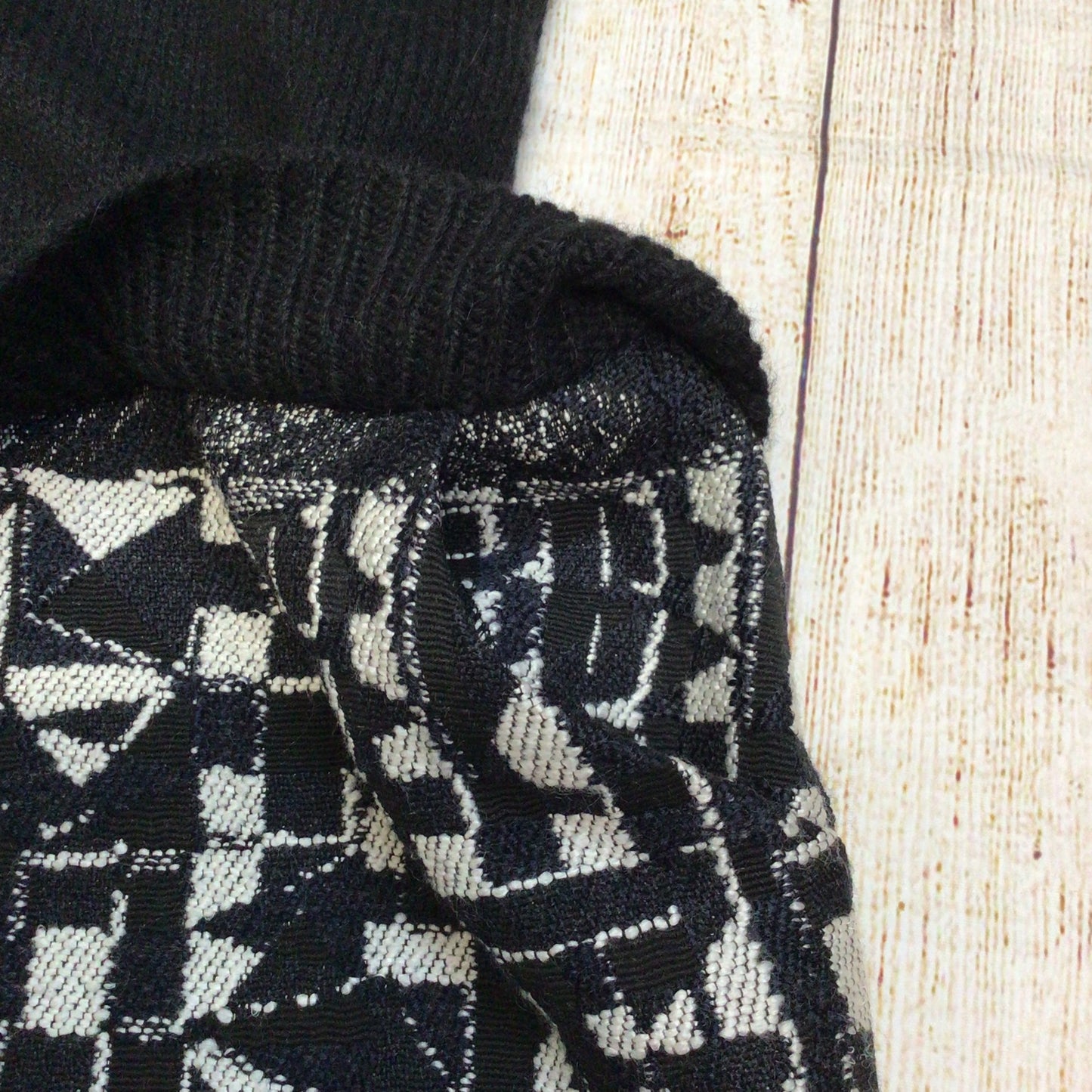 Sita Murt Black & White Wool Blend Long Sleeve Dress w/Pockets Size 40