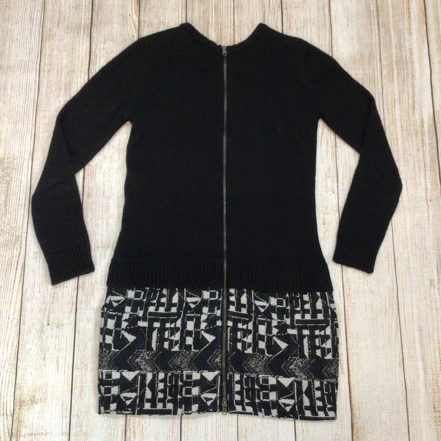 Sita Murt Black & White Wool Blend Long Sleeve Dress w/Pockets Size 40