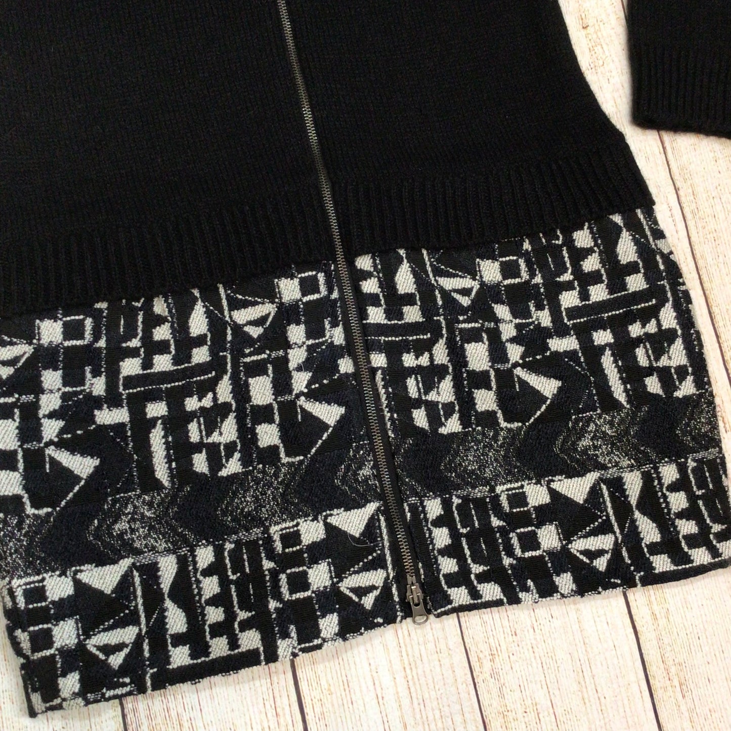 Sita Murt Black & White Wool Blend Long Sleeve Dress w/Pockets Size 40