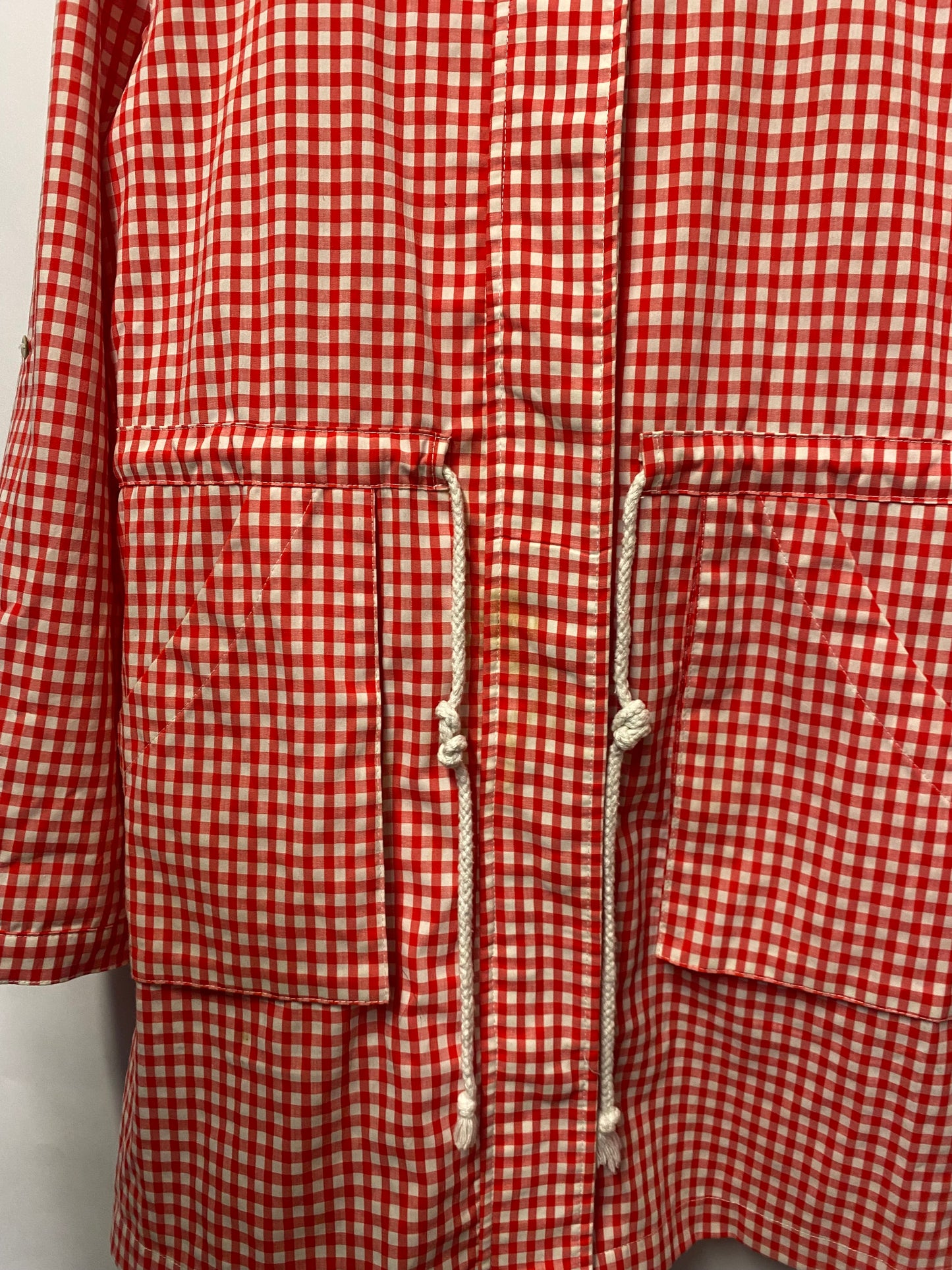 Culle Red and White Gingham Lightweight Cotton Parka Medium