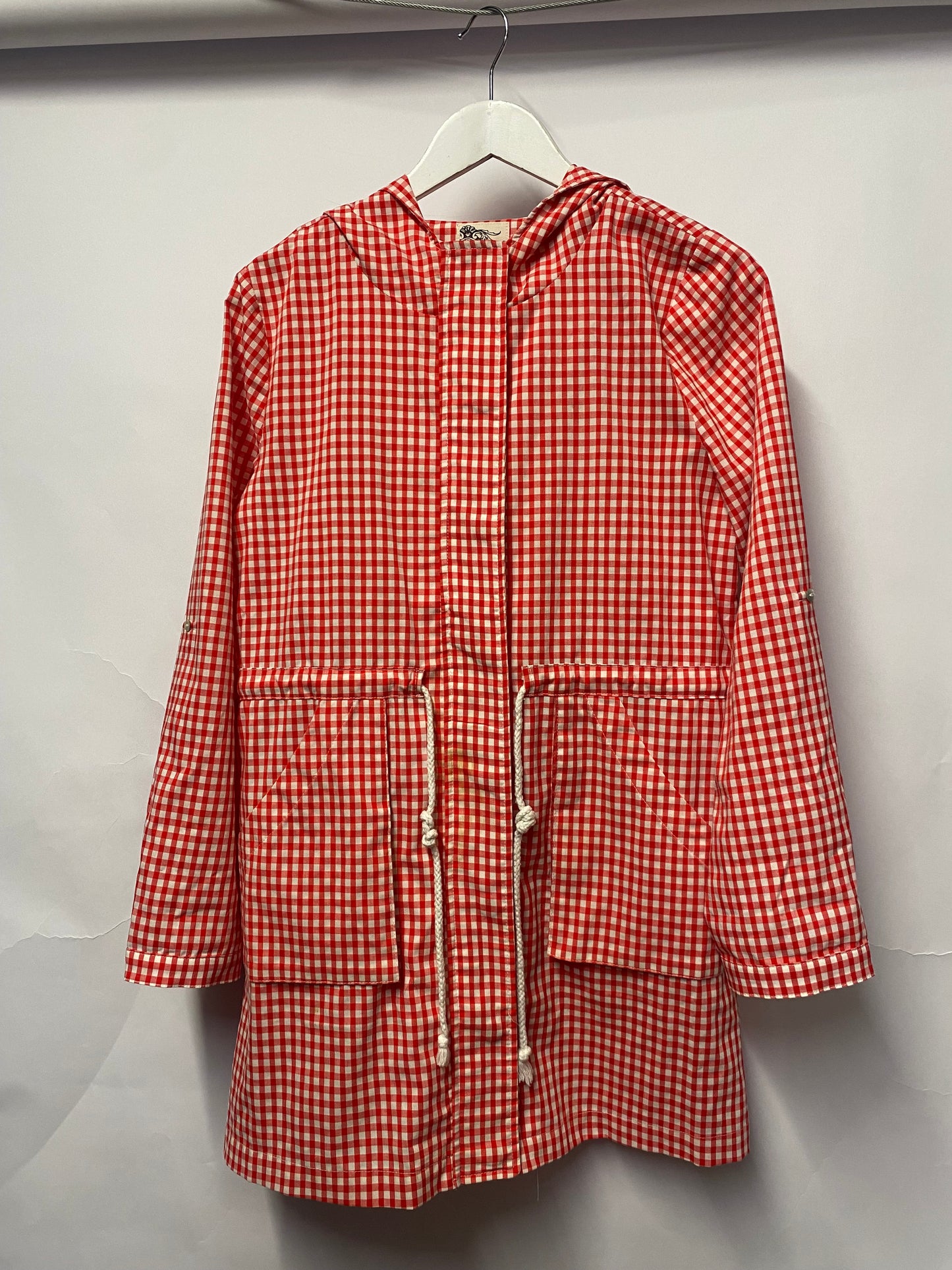 Culle Red and White Gingham Lightweight Cotton Parka Medium