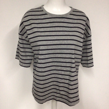 Cos Grey & Black 100% Cotton Striped T Shirt Size M