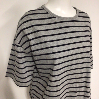 Cos Grey & Black 100% Cotton Striped T Shirt Size M