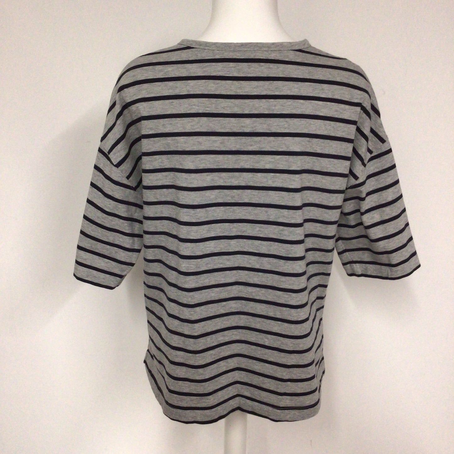 Cos Grey & Black 100% Cotton Striped T Shirt Size M