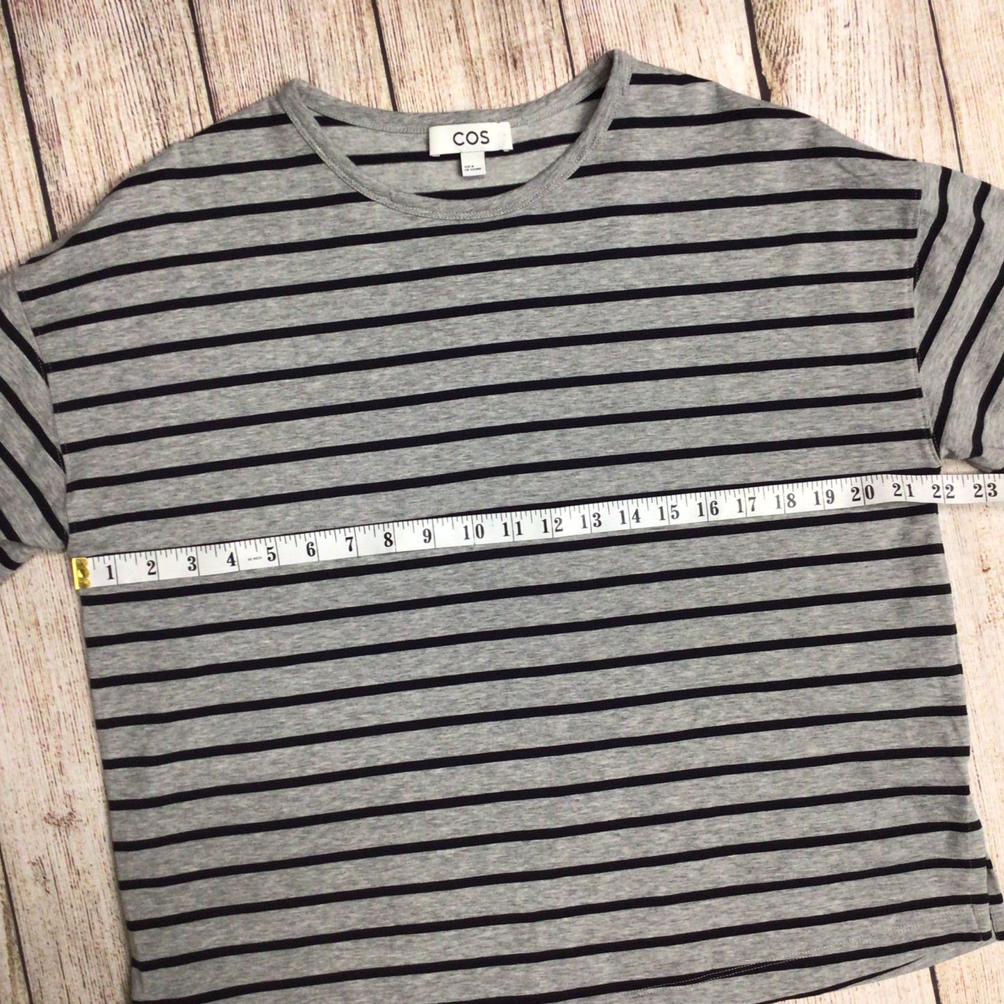 Cos Grey & Black 100% Cotton Striped T Shirt Size M