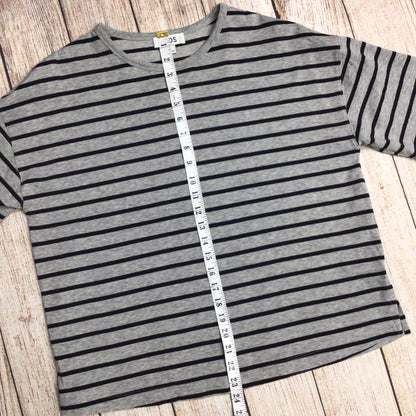 Cos Grey & Black 100% Cotton Striped T Shirt Size M