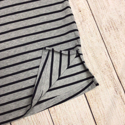 Cos Grey & Black 100% Cotton Striped T Shirt Size M