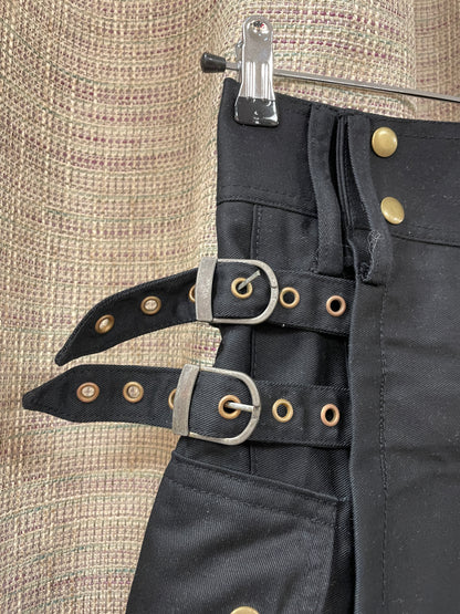 Black Plain Cotton Mix Modern Kilt Waist 30