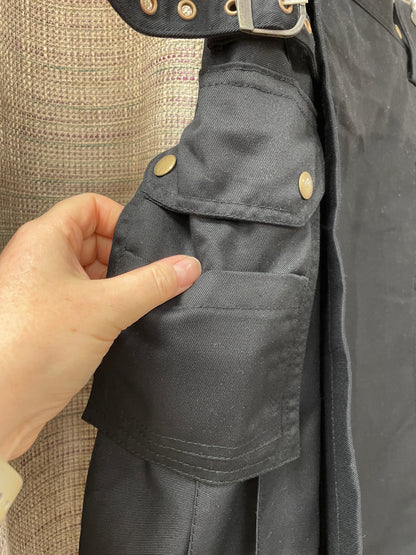 Black Plain Cotton Mix Modern Kilt Waist 30