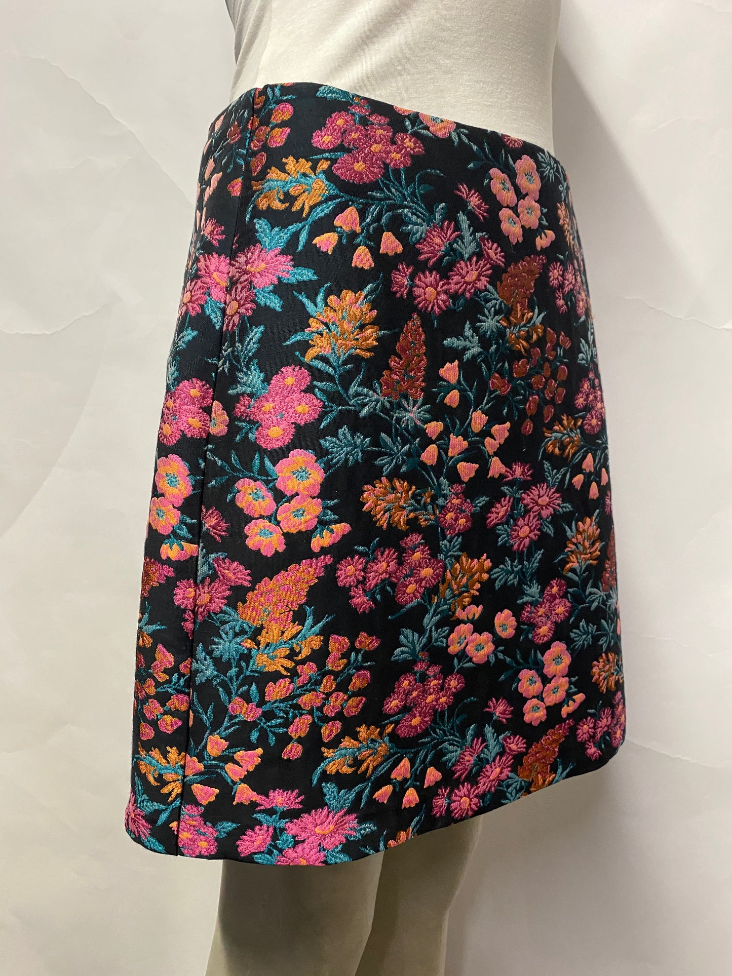 Nobody's Child Black Floral Mini Skirt Medium