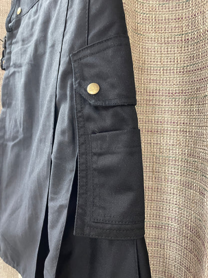 Black Plain Cotton Mix Modern Kilt Waist 30