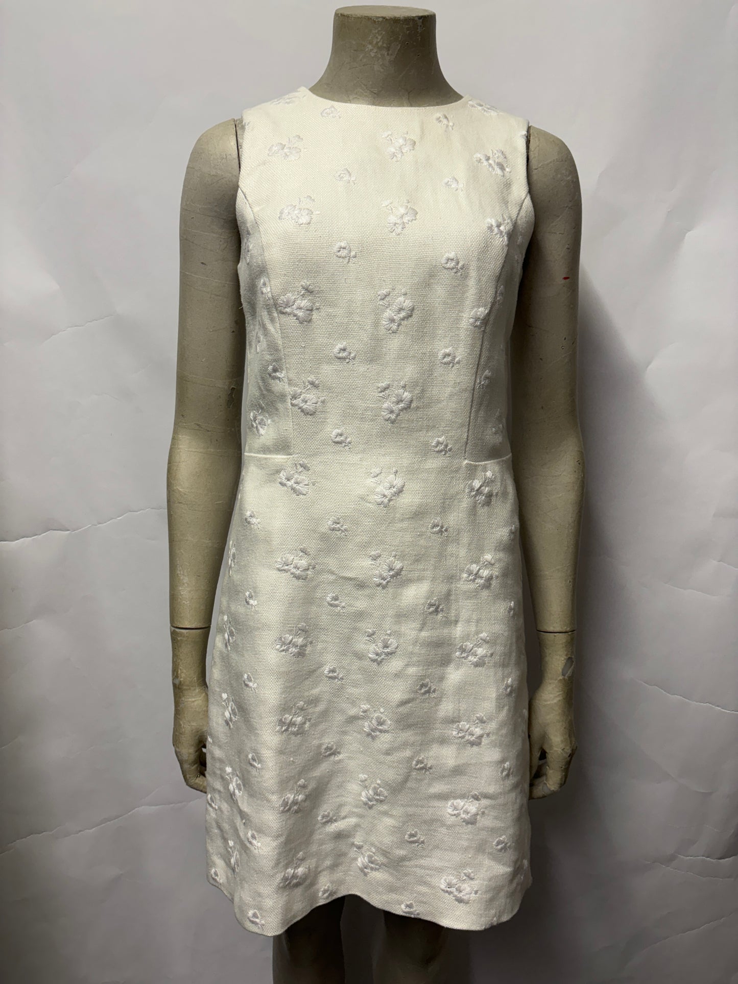 Michael Kors White Floral Fitted Dress Small