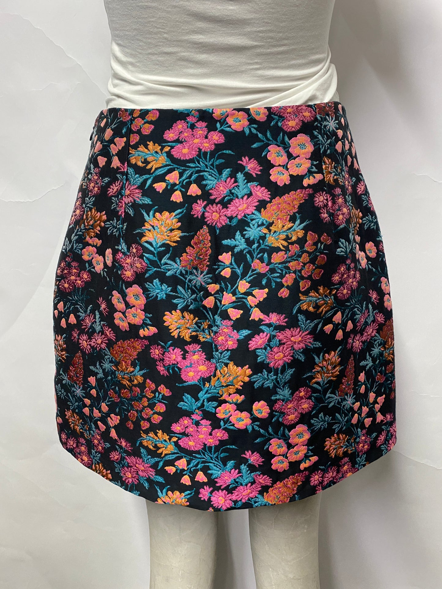 Nobody's Child Black Floral Mini Skirt Medium