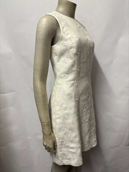 Michael Kors White Floral Fitted Dress Small